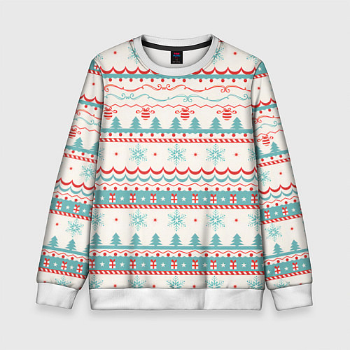 Детский свитшот Новогодний свитер, но без оленей / 3D-Белый – фото 1
