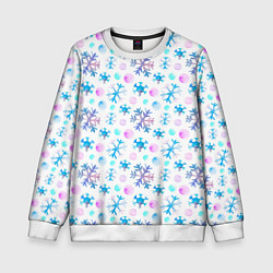 Свитшот детский Снежинки - новый год, цвет: 3D-белый