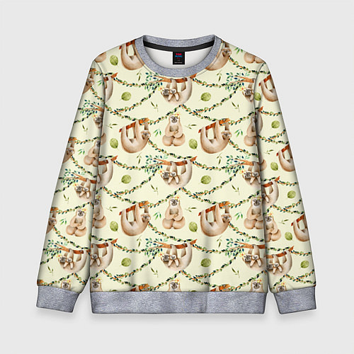 Детский свитшот Ленивцы висят на лианах / 3D-Меланж – фото 1