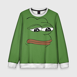 Свитшот детский Лягушонок Pepe грустит, цвет: 3D-белый