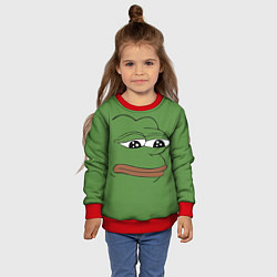 Свитшот детский Лягушонок Pepe грустит, цвет: 3D-красный — фото 2