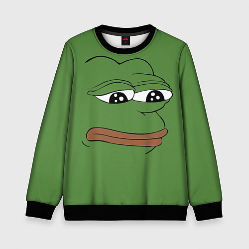 Детский свитшот Лягушонок Pepe грустит / 3D-Черный – фото 1