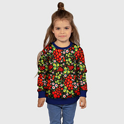 Свитшот детский Русские узоры - цветы и ягоды, цвет: 3D-синий — фото 2