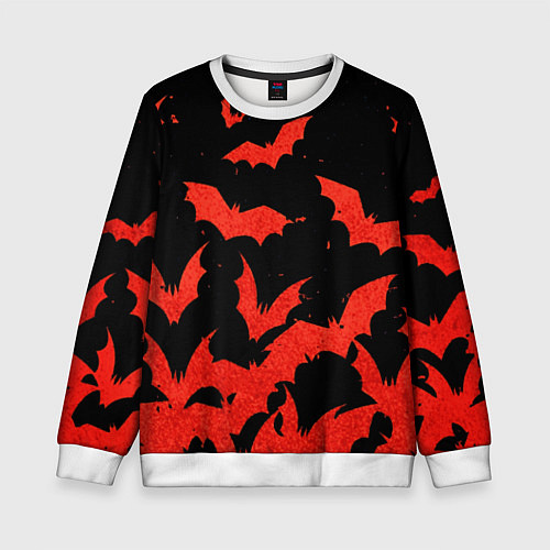 Детский свитшот Летучие мыши красные / 3D-Белый – фото 1