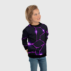 Свитшот детский Фиолетовые неоновые трещины, цвет: 3D-черный — фото 2
