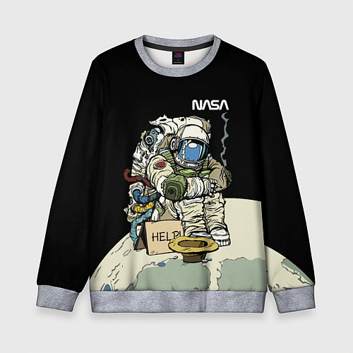 Детский свитшот NASA - Help! Astronaut - Joke / 3D-Меланж – фото 1