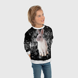 Свитшот детский Кролик и пушистые снежинки, цвет: 3D-белый — фото 2