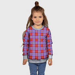 Свитшот детский Ткань Шотландка красно-синяя, цвет: 3D-меланж — фото 2
