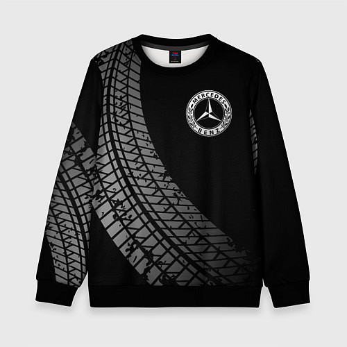 Детский свитшот Mercedes tire tracks / 3D-Черный – фото 1