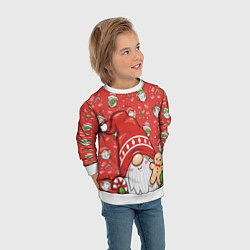 Свитшот детский Новогодний гном с пряником, цвет: 3D-белый — фото 2