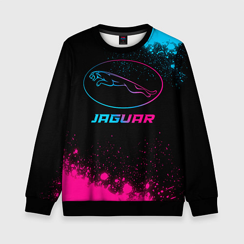 Детский свитшот Jaguar - neon gradient / 3D-Черный – фото 1