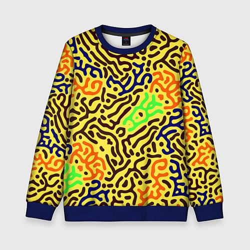 Детский свитшот Абстрактные кислотные полосы / 3D-Синий – фото 1
