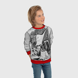 Свитшот детский Кот зловред - червяк джим, цвет: 3D-красный — фото 2