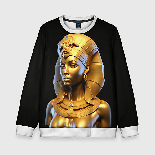 Детский свитшот Нейросеть - золотая египетская богиня / 3D-Белый – фото 1