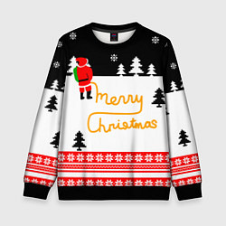 Свитшот детский Merry christmas - Санта Клаус, цвет: 3D-черный