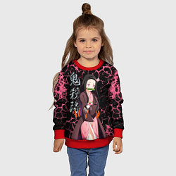Свитшот детский Незуко Камадо - сестра Танджиро, цвет: 3D-красный — фото 2