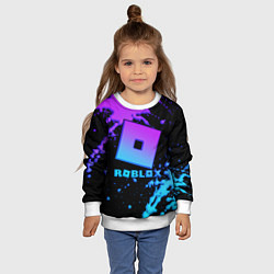 Свитшот детский Roblox logo neon gradient, цвет: 3D-белый — фото 2