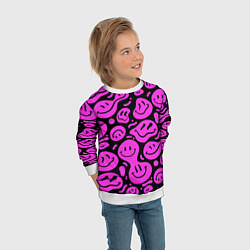 Свитшот детский Кислотный розовый в смайликах, цвет: 3D-белый — фото 2