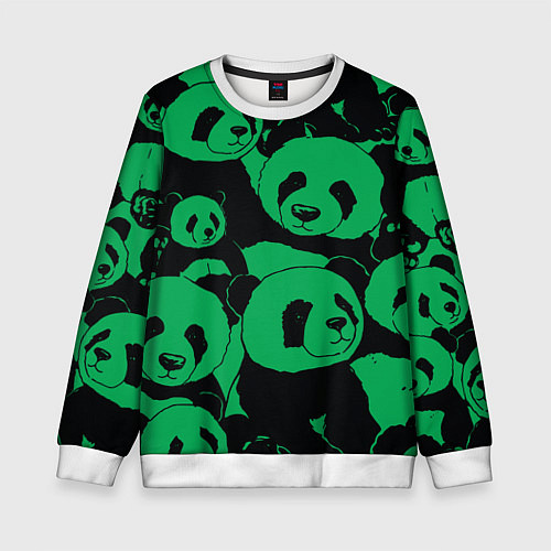 Детский свитшот Panda green pattern / 3D-Белый – фото 1