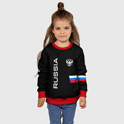 Свитшот детский Россия и три линии на черном фоне, цвет: 3D-красный — фото 2