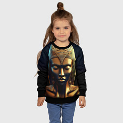 Свитшот детский Нейросеть - золотая статуя египетской царицы, цвет: 3D-черный — фото 2