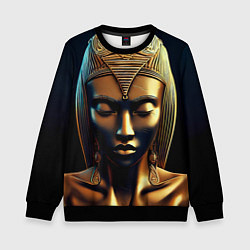 Свитшот детский Нейросеть - золотая статуя египетской царицы, цвет: 3D-черный