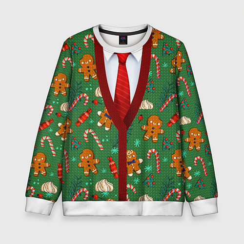 Детский свитшот Новогодний свитер с печеньками / 3D-Белый – фото 1