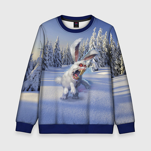 Детский свитшот Свирепый новогодний зайчара / 3D-Синий – фото 1