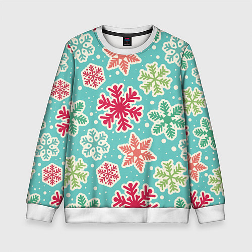 Детский свитшот Весёлые снежинки / 3D-Белый – фото 1