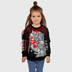 Свитшот детский Самурай и сакура на черном фоне, цвет: 3D-черный — фото 2