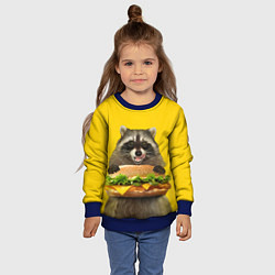 Свитшот детский Голодный енот с бургером, цвет: 3D-синий — фото 2