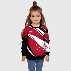 Свитшот детский Красно черная абстракция на белом спорт, цвет: 3D-черный — фото 2