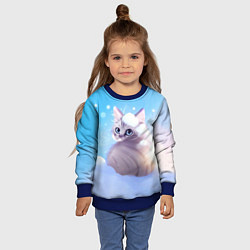 Свитшот детский Заснеженный котик, цвет: 3D-синий — фото 2