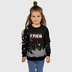 Свитшот детский Глеб - в красной рамке на темном, цвет: 3D-черный — фото 2