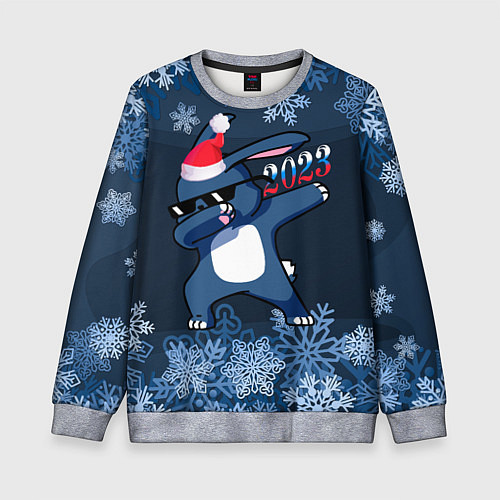 Детский свитшот Чёрный водяной дэб кролик 2023 / 3D-Меланж – фото 1