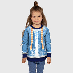 Свитшот детский Снегурочка с косами, цвет: 3D-синий — фото 2