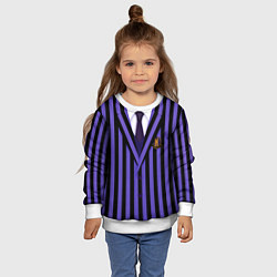 Свитшот детский Школьники Невермор: фиолетовая форма, цвет: 3D-белый — фото 2