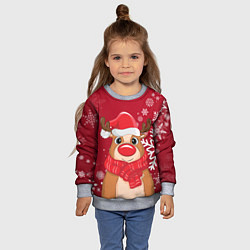 Свитшот детский Новогодний олень и снежинки, цвет: 3D-меланж — фото 2