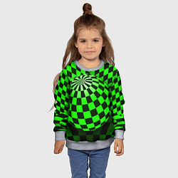 Свитшот детский Зелёный шар - оптическая иллюзия, цвет: 3D-меланж — фото 2