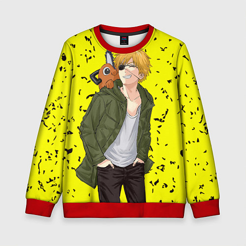 Детский свитшот Дэнджи и Почита / 3D-Красный – фото 1