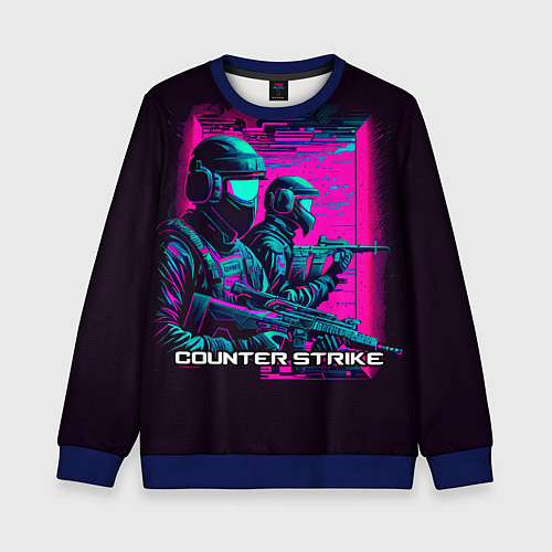Детский свитшот Cs Go neon / 3D-Синий – фото 1
