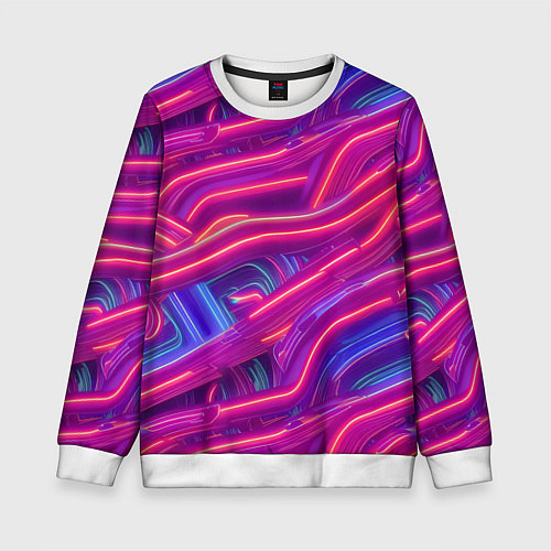 Детский свитшот Neon waves / 3D-Белый – фото 1