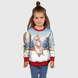 Свитшот детский Зайка и елочная игрушка, цвет: 3D-красный — фото 2