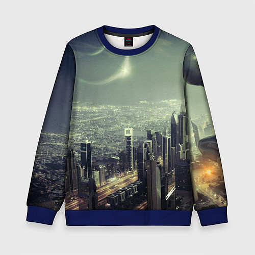Детский свитшот Футуристичный город / 3D-Синий – фото 1