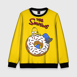Свитшот детский Гомер Симпсон ест пончик, цвет: 3D-черный