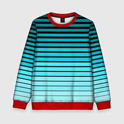 Свитшот детский Голубые полосы на черном, цвет: 3D-красный