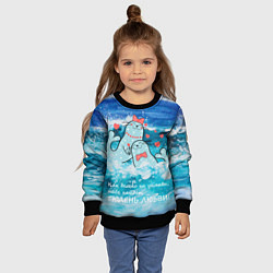 Свитшот детский Тюлени любви в море, цвет: 3D-черный — фото 2