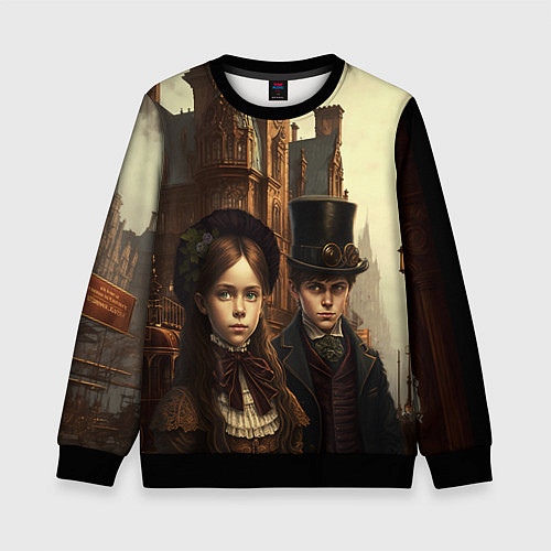Детский свитшот Victorian boy and girl / 3D-Черный – фото 1