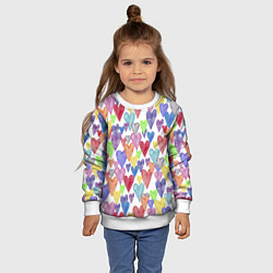 Свитшот детский Разноцветные сердечки Калейдоскоп, цвет: 3D-белый — фото 2