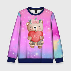 Свитшот детский Милый мишка с сердечком, цвет: 3D-синий